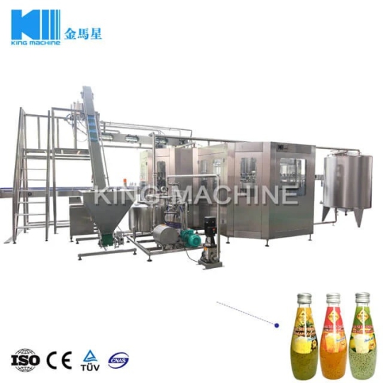 Dây chuyền chiết rót nước ép trái cây tự động dạng chiết nóng vào chai thủy tinh có tép, có cơm, có thịt, có hạt, có nhân