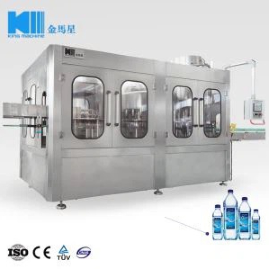 Dây chuyền chiết rót nước uống, nước tinh khiết, nước khoáng, nước suối, nước ion kiềm đóng chai 330 ml - 1 L tự động.