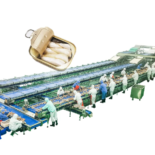 Dây chuyền sản xuất chế biến đóng gói cá trích, cá mòi, cá ngừ đóng lon, đóng hộp, đồ hộp tự động