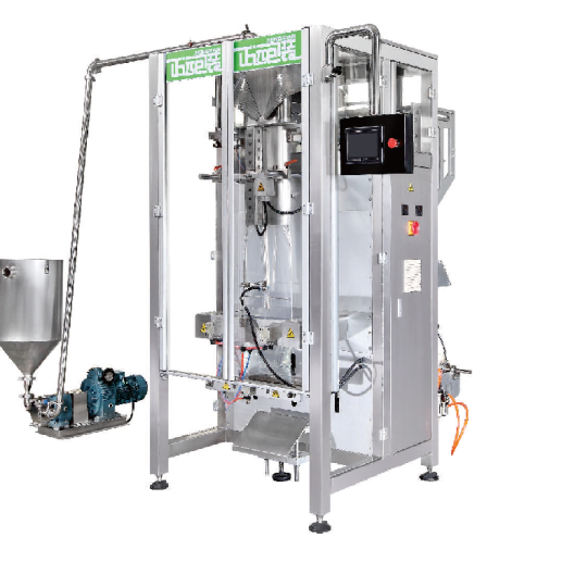 Máy đóng gói dạng đứng có đuổi khí cho chất lỏng, dịch đặc, dịch sệt kèm đầu chiết rót piston servo