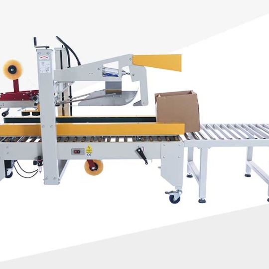Máy dán băng keo thùng carton bán tự động có đóng nắp ABMC-50D 