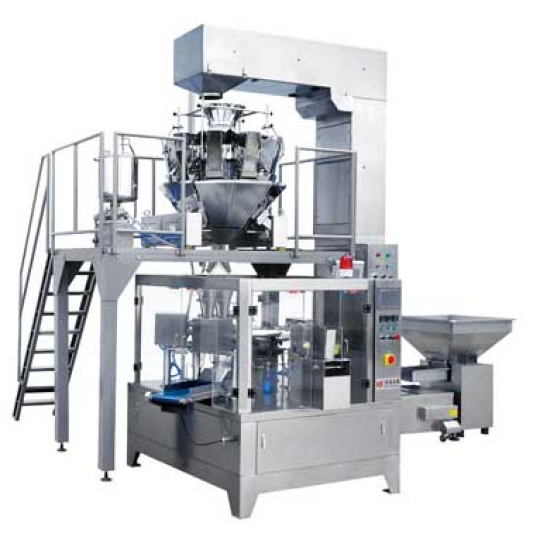 Máy đóng gói cân định lượng điện tử nhiều đầu tự động dạng xoay cho túi rời, túi có sẵn