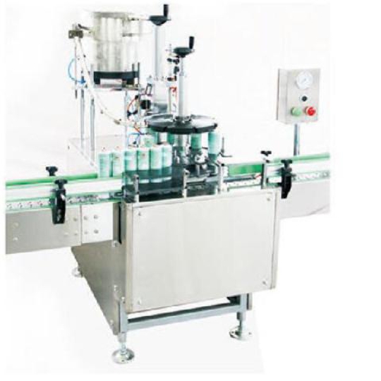 Máy đóng nắp nhấn, nắp dập, nắp ép cho bình xịt aerosol, lon gas, chai tự động