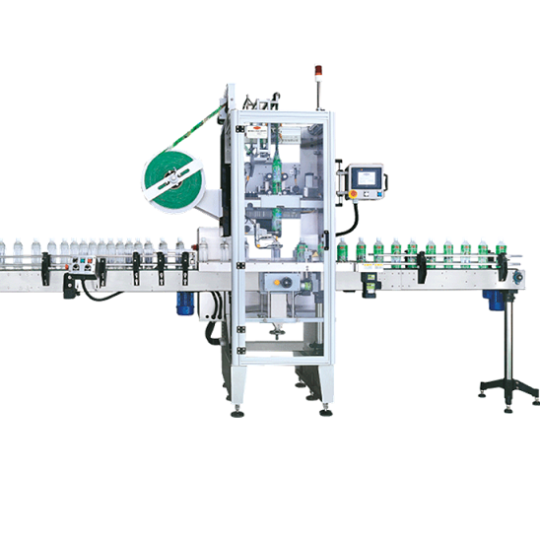 Máy phóng nhãn màng co toàn bộ chai, từ miệng chai, thân chai đến đáy chai tự động ABM-300P