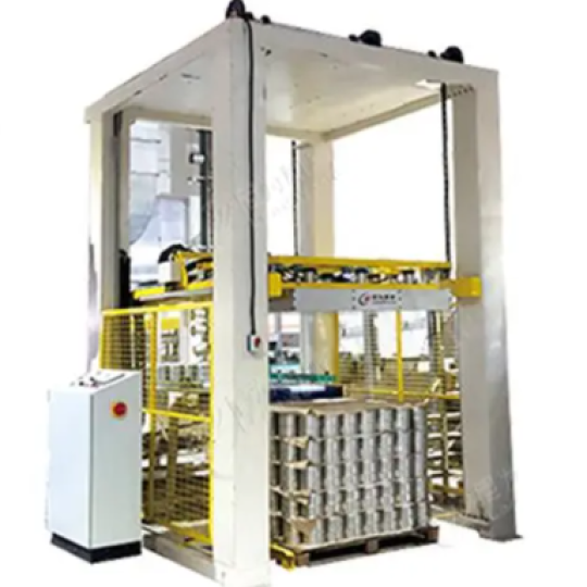 Máy tháo tách, cấp nạp chai lọ, lon, hộp, bình, hũ từ pallet tự động