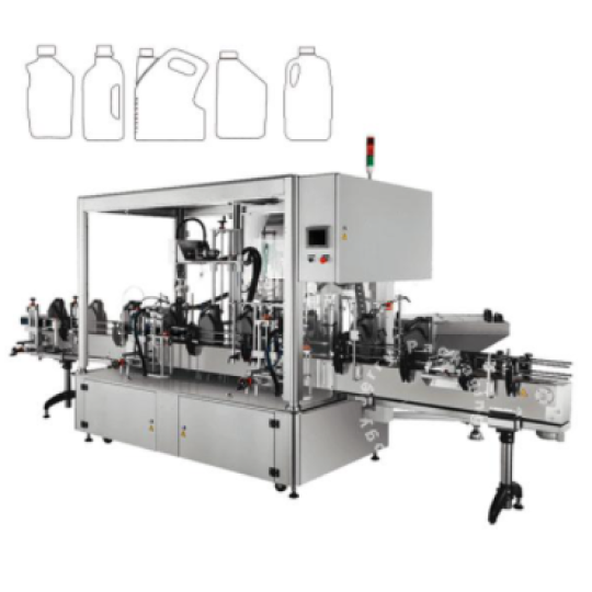 Máy vặn nắp chai tự động dạng ngàm kẹp gắp đặt nắp và vặn đóng nắp dạng thẳng
