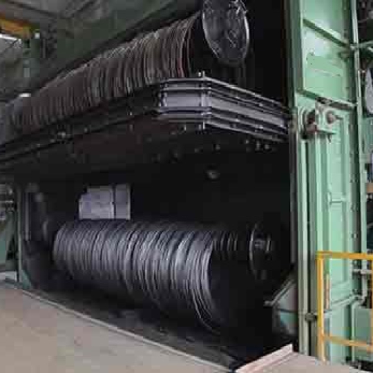Máy phun bi làm sạch dây, sợi, cuộn, thanh nhỏ tự động